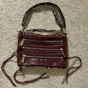 Rebecca Minkoff Burgundy Crossbody Bag with Chain Strap